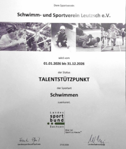Urkunde  zur Ehrung des SSV Leutzsch für die erbrachten Leistungen im Nachwuchsbereich